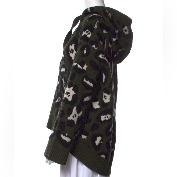 ZADIG & VOLTAIRE Green Animal Print Zip up Sweater with Hood M/L - Picture 2 of 6